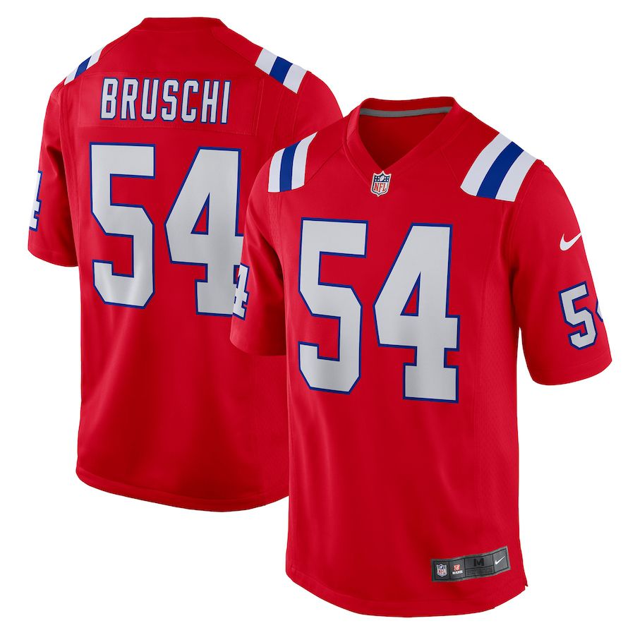 Men New England Patriots #54 Tedy Bruschi Nike Red Retired Player Alternate Game NFL Jersey